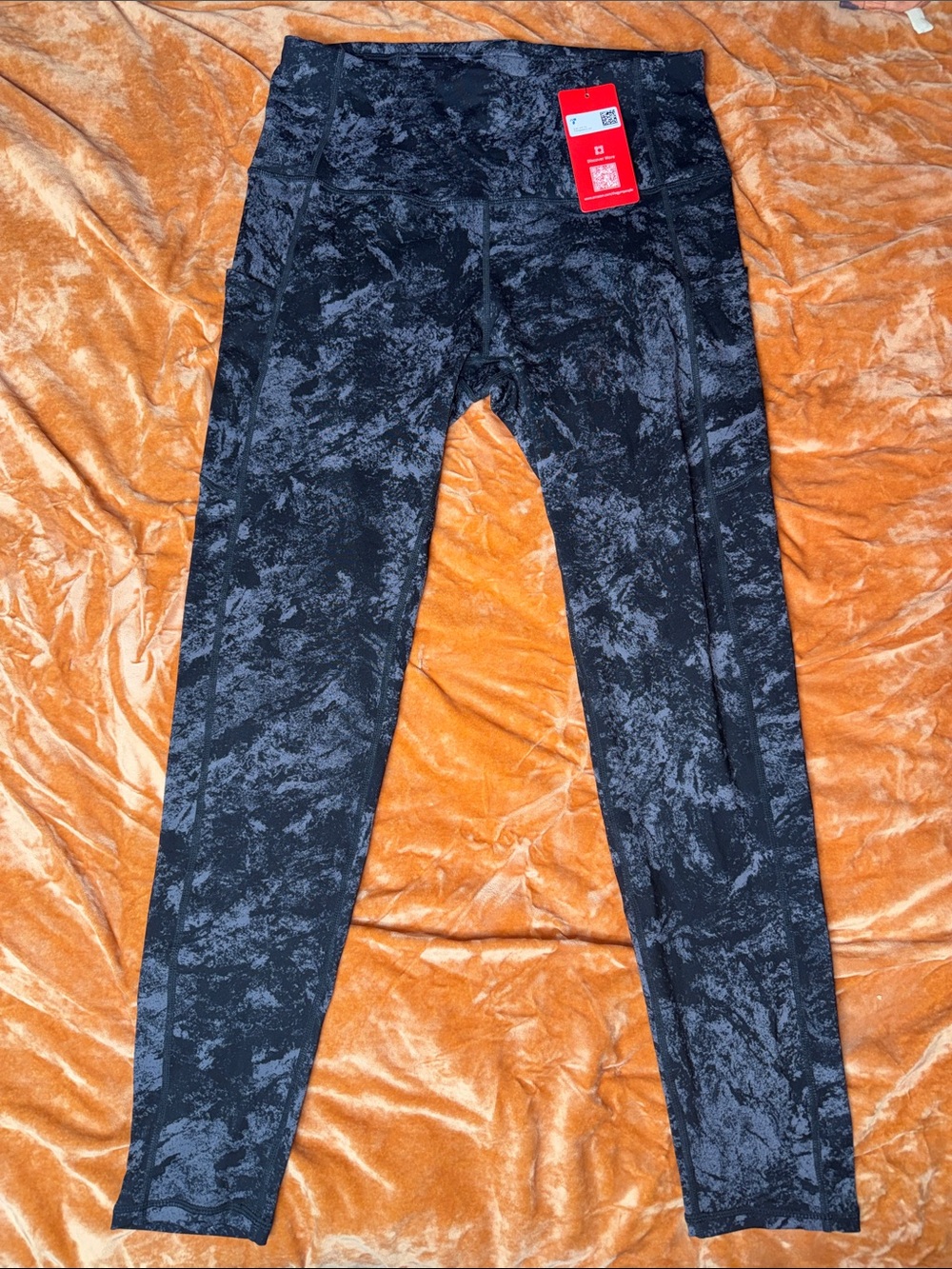 High-Rise Black Marbled Performance Leggings